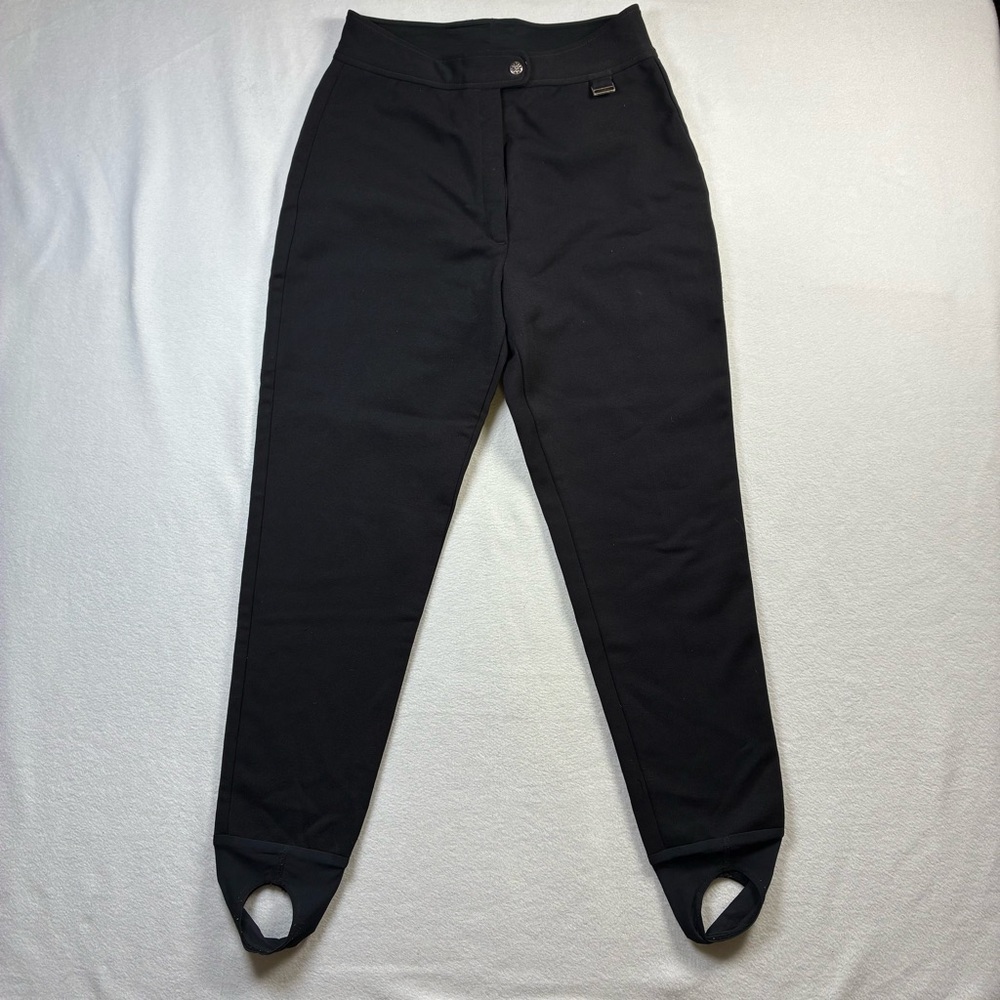 Vintage Edelweiss Wool Blend Ski Snow Pants Black Stirrup Stretch Womens No Tags